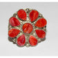 Navajo Red Orange Spiny Cluster Ring Sz 9 Sterling Silver