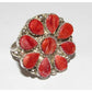Navajo Red Orange Spiny Cluster Ring Sz 9 Sterling Silver