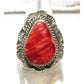 Navajo Red Orange Spiny Ring Size 7.5 Sterling Silver Native American Signed Handmade Native American