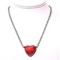 Navajo Red Spiny Heart Bar Necklace Sterling Silver Native