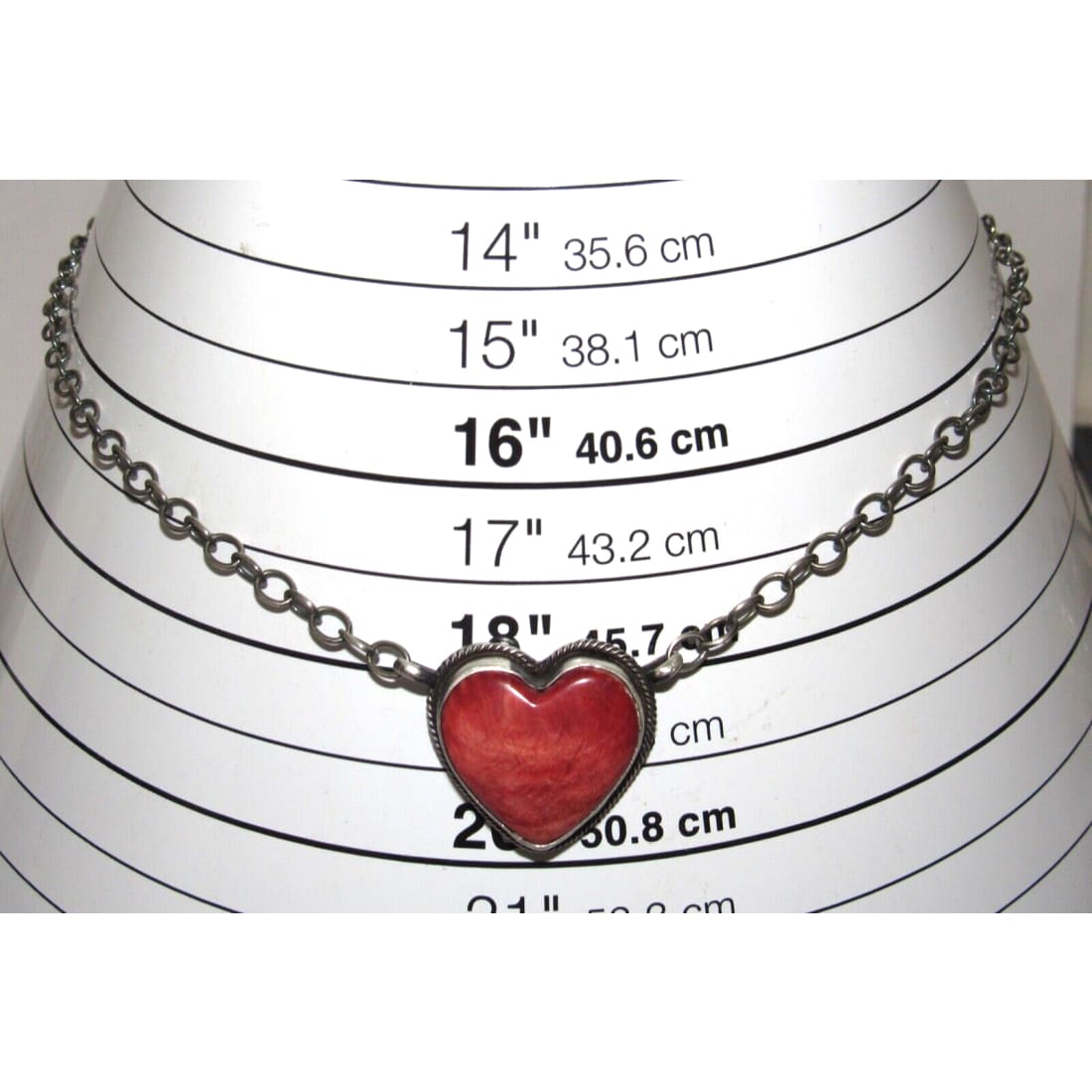 Navajo Red Spiny Heart Bar Necklace Sterling Silver Native