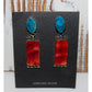 Navajo Red Spiny & Kingman Turquoise Dangle Earrings 