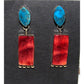 Navajo Red Spiny & Kingman Turquoise Dangle Earrings 