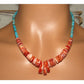 Navajo Red Spiny Oyster Kingman Turquoise Heishi Necklace
