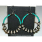 Navajo Rolled Kingman Turquoise & Sterling Navajo Pearls Beads Hoop Earrings Navajo