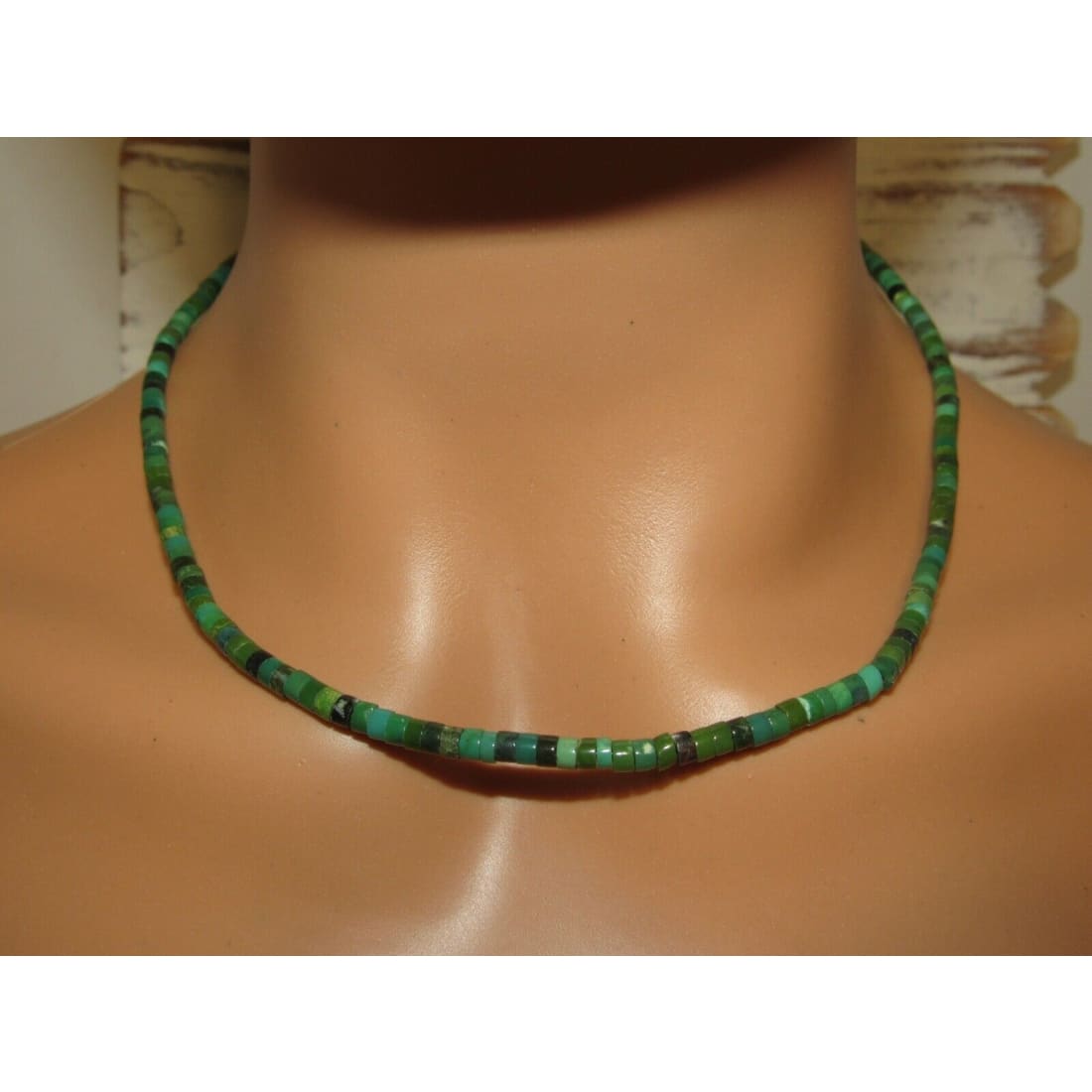 Navajo Rolled Turquoise Heishi Choker Necklace Native