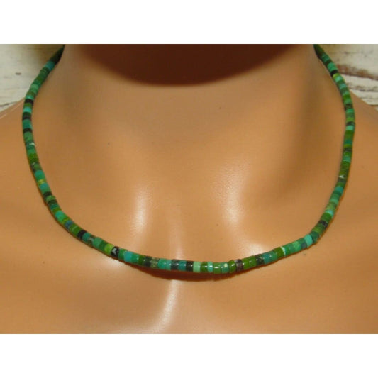 Navajo Rolled Turquoise Heishi Choker Necklace Native