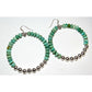 Navajo Rolled Turquoise & Sterling Navajo Pearls Beads Hoop Earrings Native American