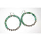 Navajo Rolled Turquoise & Sterling Navajo Pearls Beads Hoop Earrings Native American