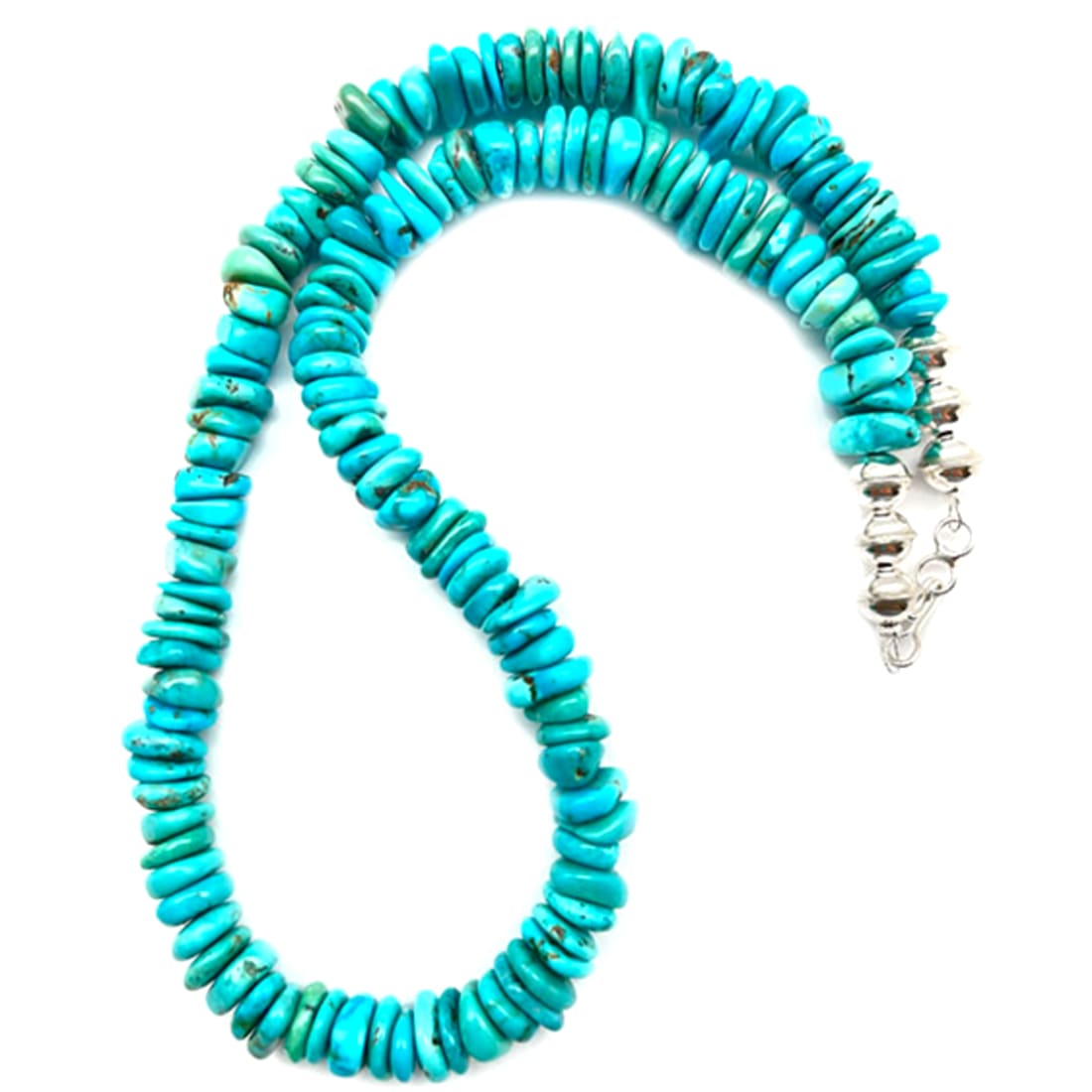 Navajo Royal Blue Mine Turquoise Heishi Necklace 19 Sterling