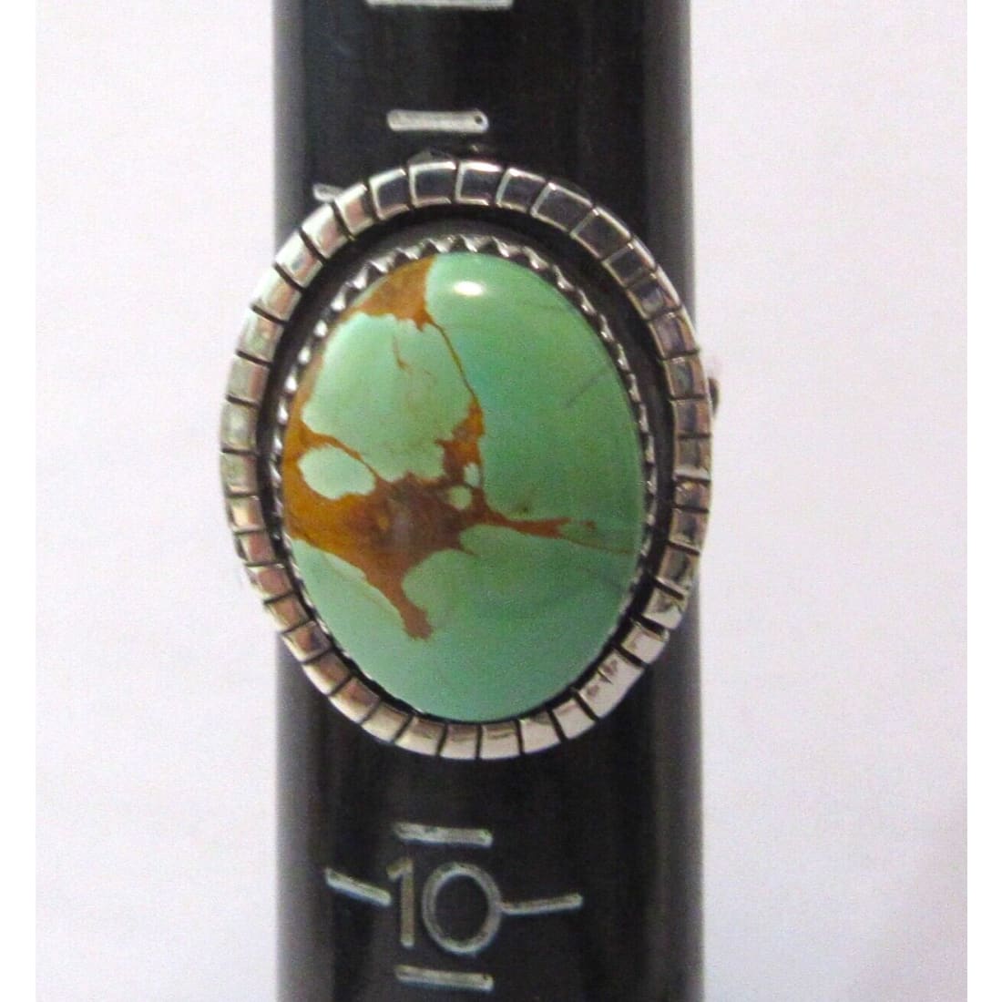 Navajo Royston Green Turquoise Ring Size 9 Sterling Silver