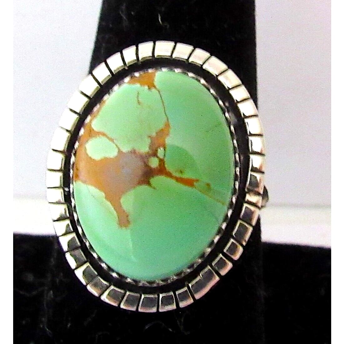 Navajo Royston Green Turquoise Ring Size 9 Sterling Silver