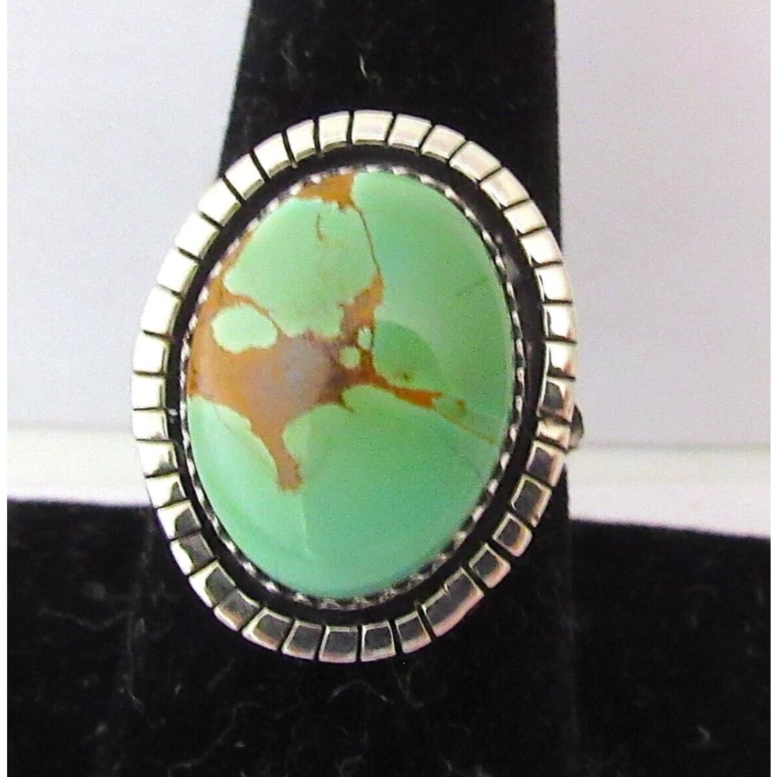 Navajo Royston Green Turquoise Ring Size 9 Sterling Silver