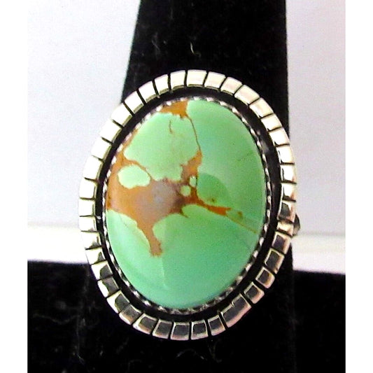 Navajo Royston Green Turquoise Ring Size 9 Sterling Silver