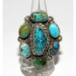 Navajo Royston & Kingman Turquoise Cluster Ring Sz 7