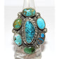 Navajo Royston & Kingman Turquoise Cluster Ring Sz 7