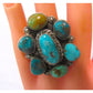 Navajo Royston & Kingman Turquoise Cluster Ring Sz 8