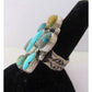 Navajo Royston & Kingman Turquoise Cluster Ring Sz 8