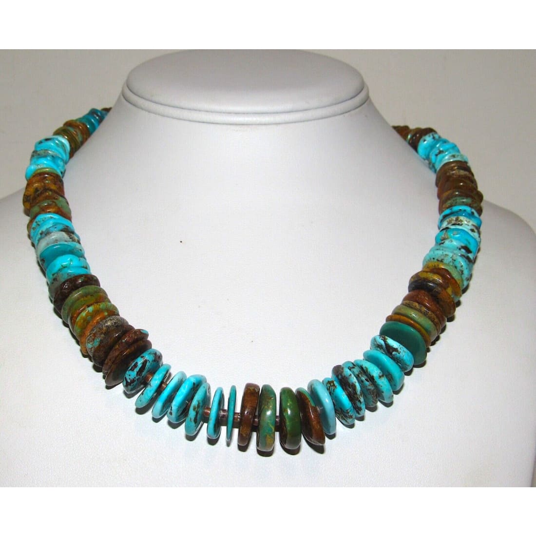 Navajo Royston & Kingman Turquoise Disc Heishi Necklace 