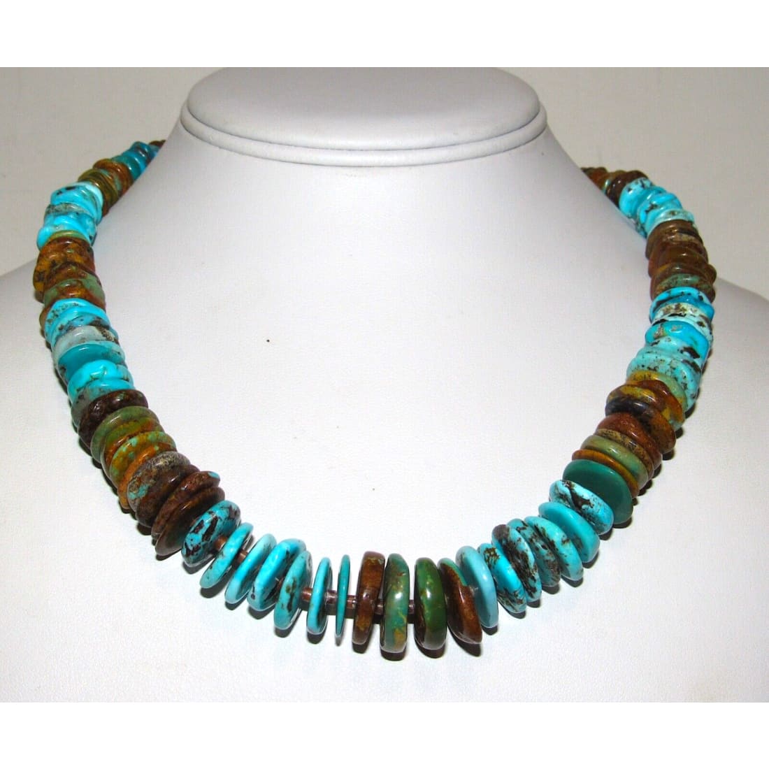 Navajo Royston & Kingman Turquoise Disc Heishi Necklace 