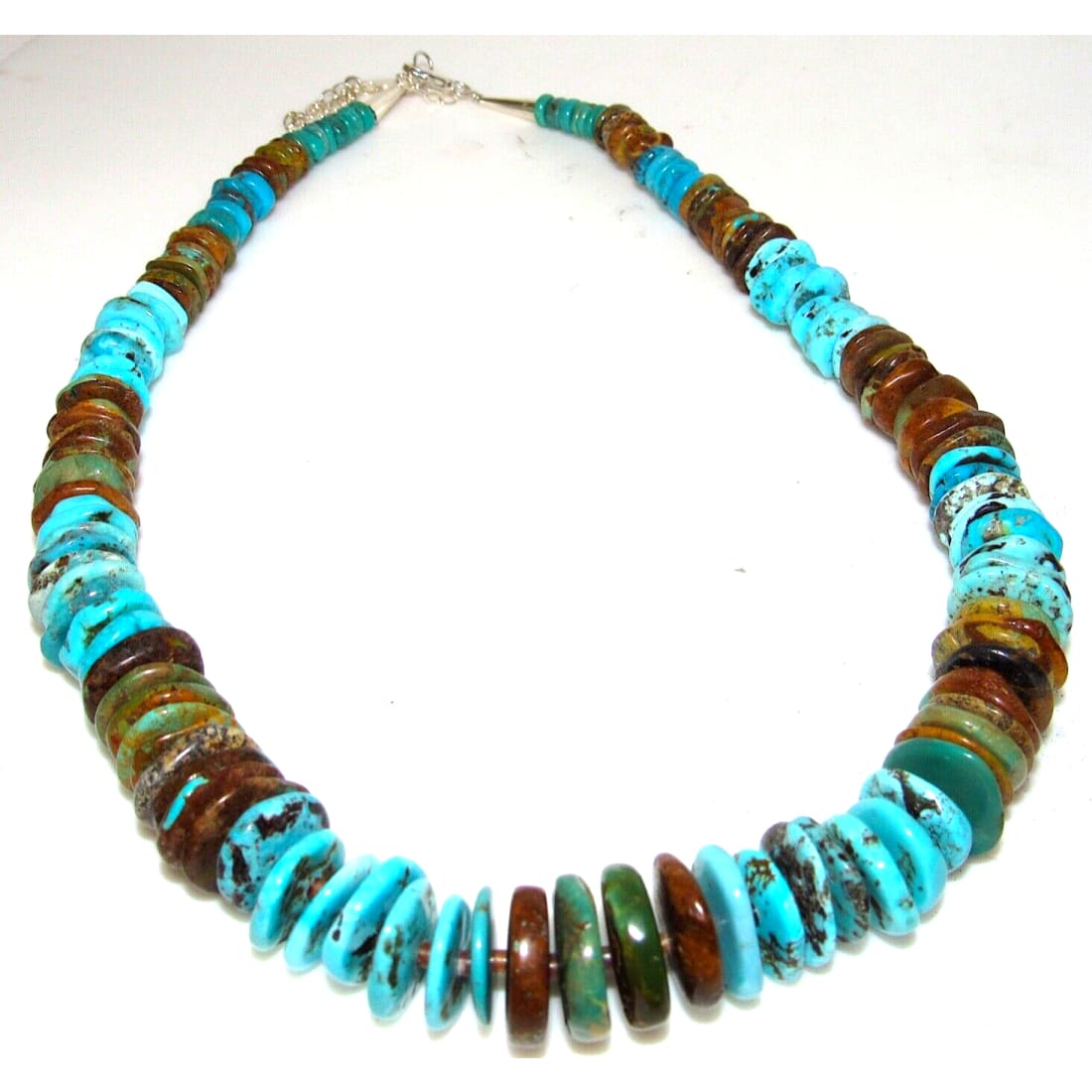 Navajo Royston & Kingman Turquoise Disc Heishi Necklace 