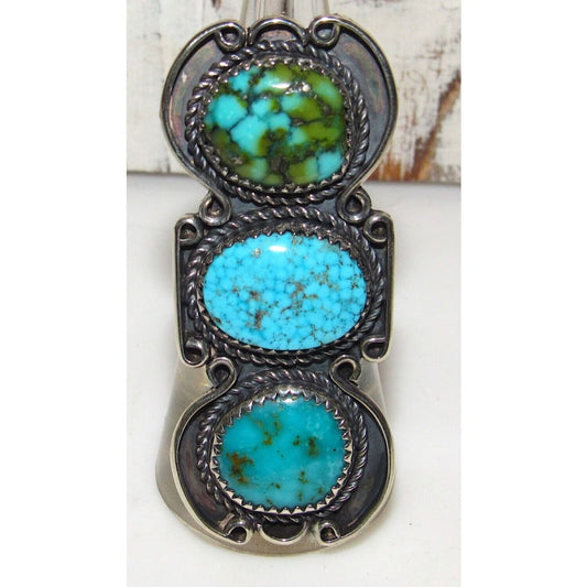 Navajo Royston & Number 8 Turquoise Statement Ring Sz 8 