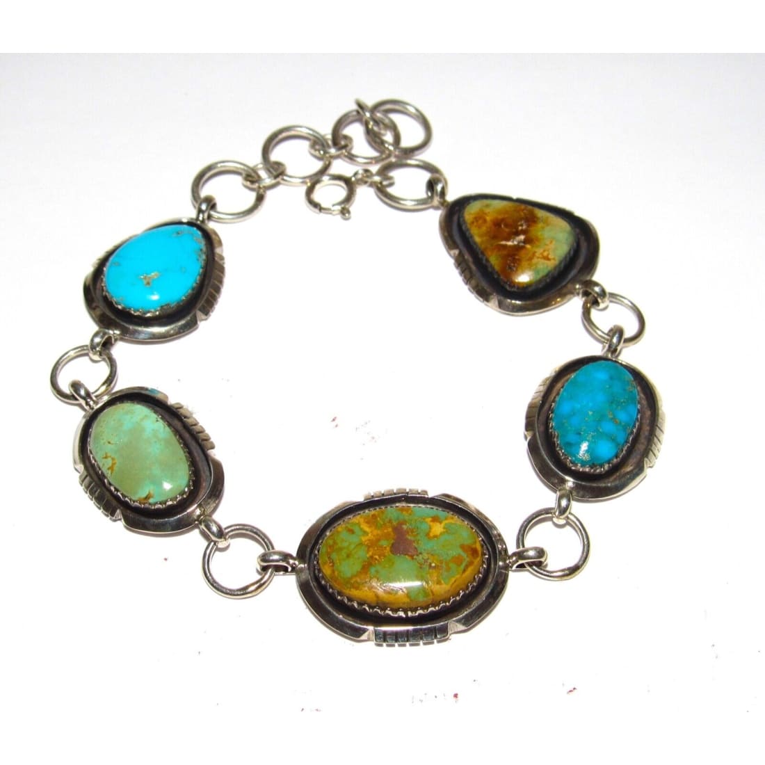 Navajo Royston Turquoise Adjustable Link Bracelet Sterling