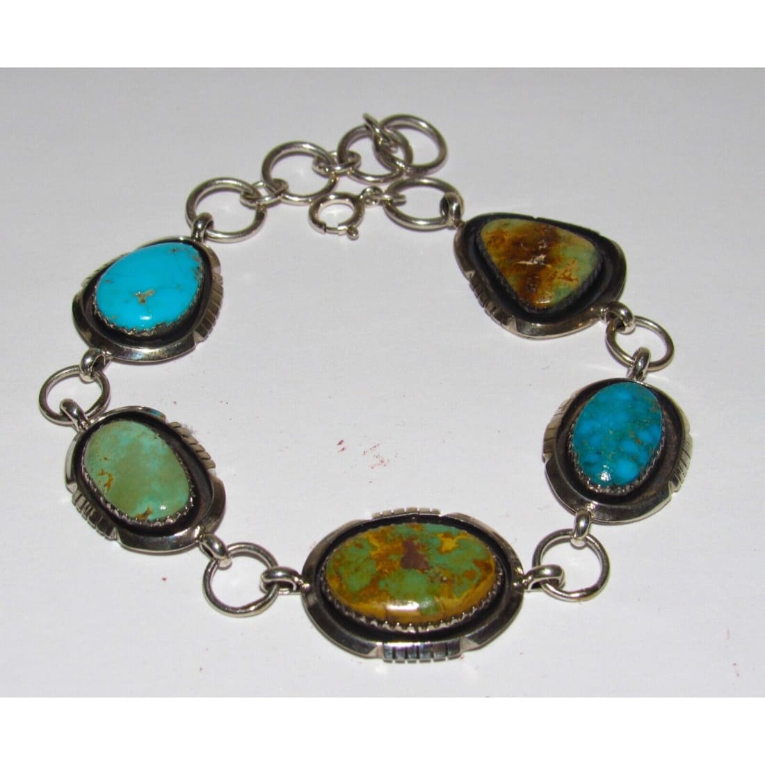 Navajo Royston Turquoise Adjustable Link Bracelet Sterling