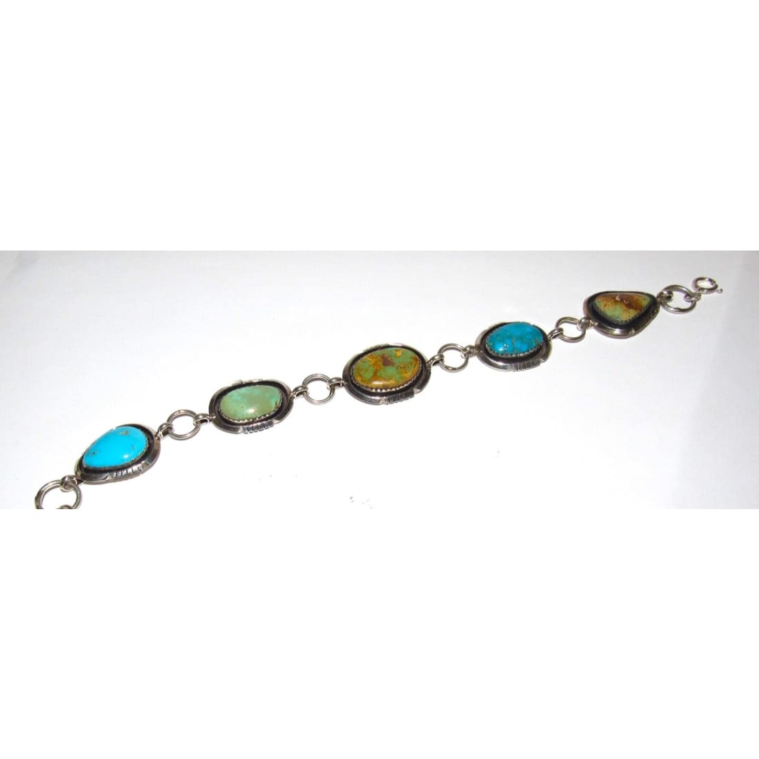 Navajo Royston Turquoise Adjustable Link Bracelet Sterling
