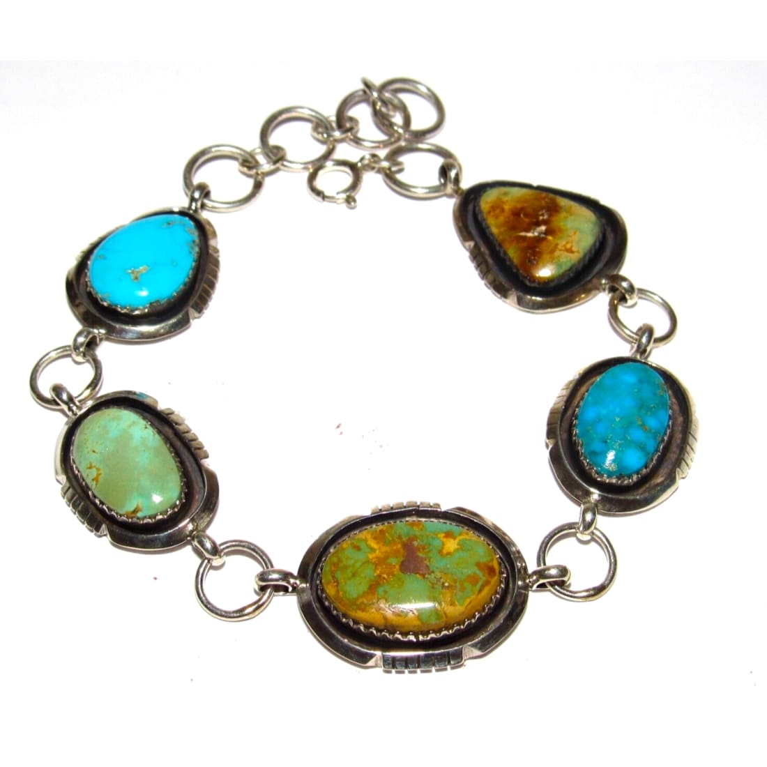Navajo Royston Turquoise Adjustable Link Bracelet Sterling