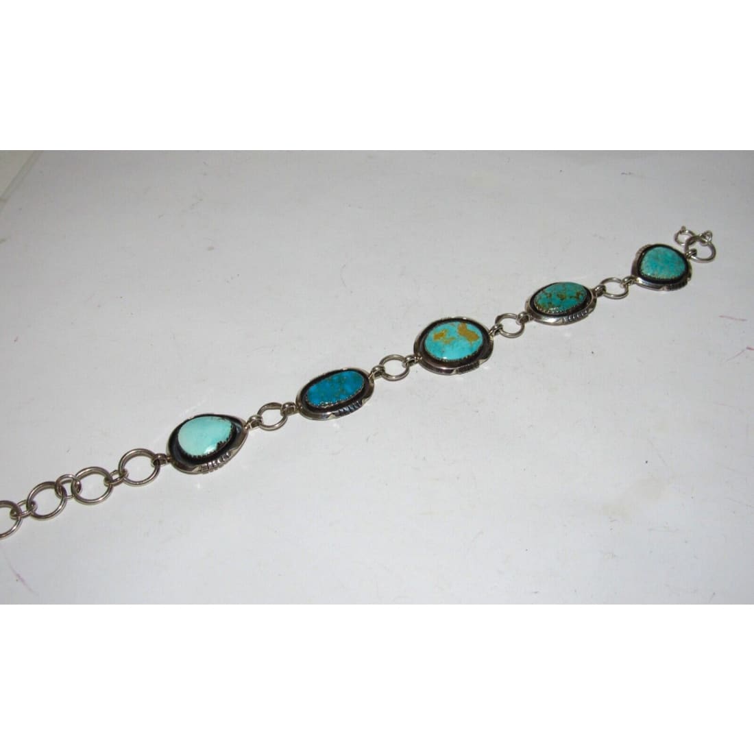 Navajo Royston Turquoise Adjustable Link Bracelet Sterling