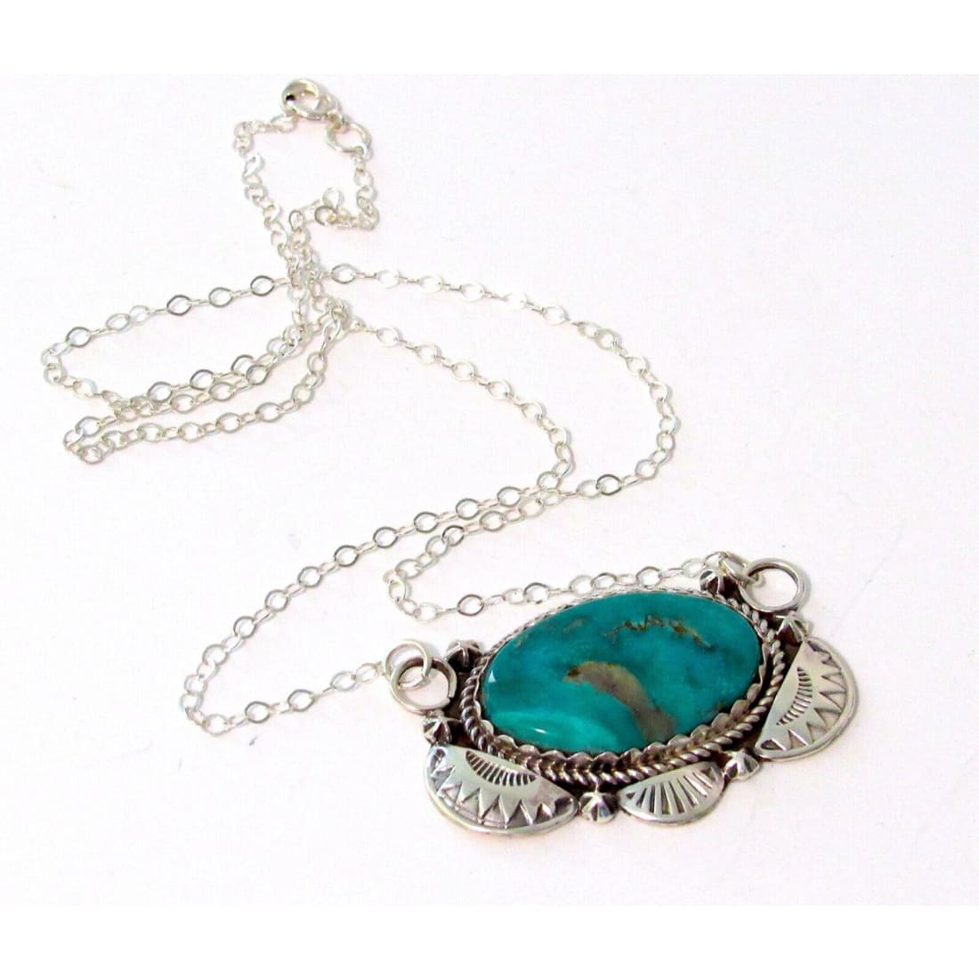 Navajo Royston Turquoise Bar Necklace Sterling Native 