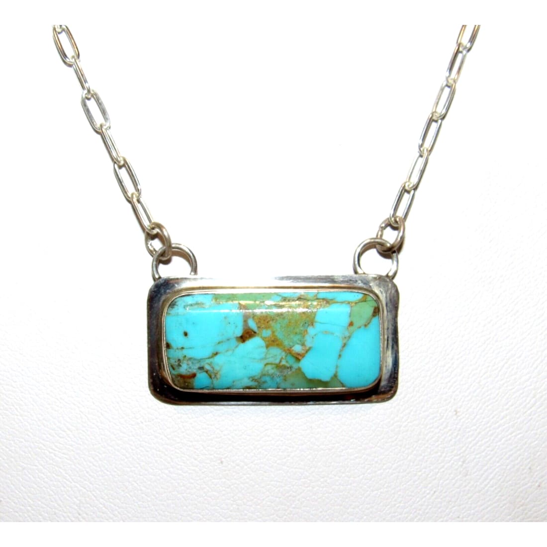 Navajo Royston Turquoise Bar Necklace Sterling Silver Native