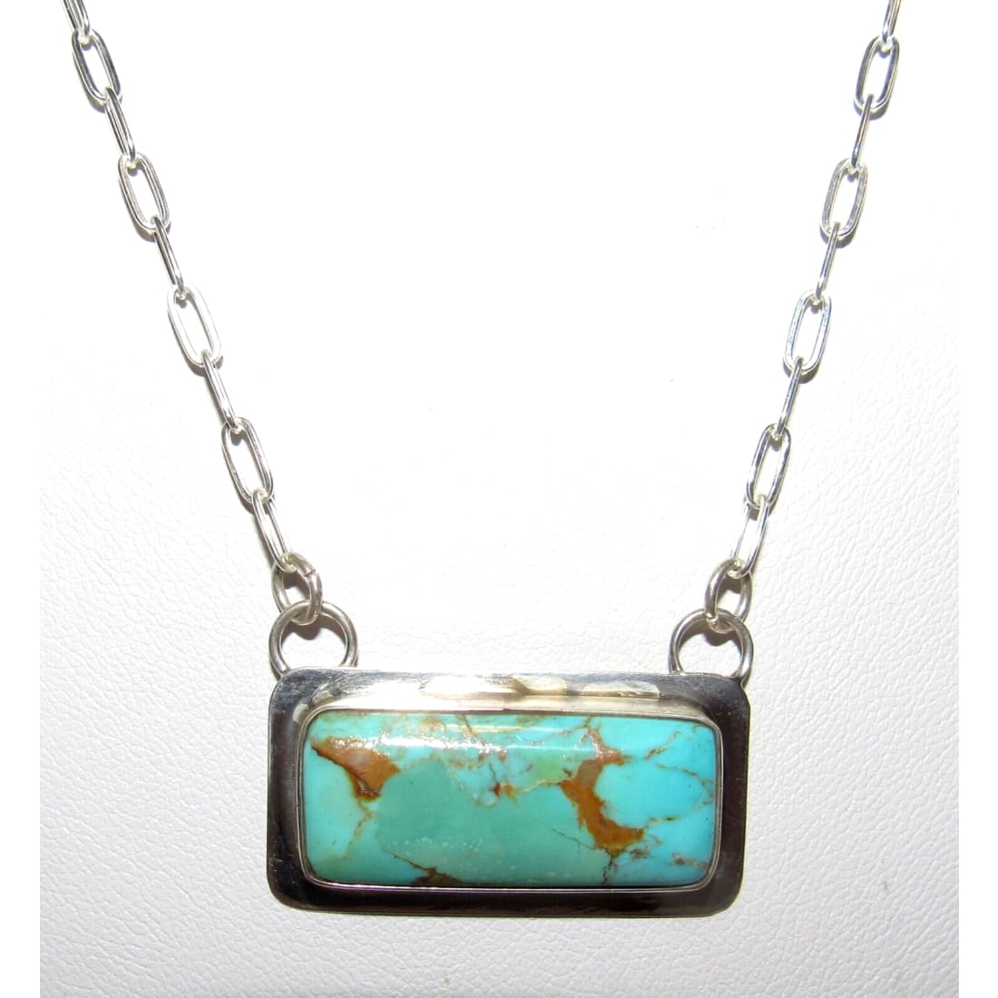 Navajo Royston Turquoise Bar Necklace Sterling Silver Native