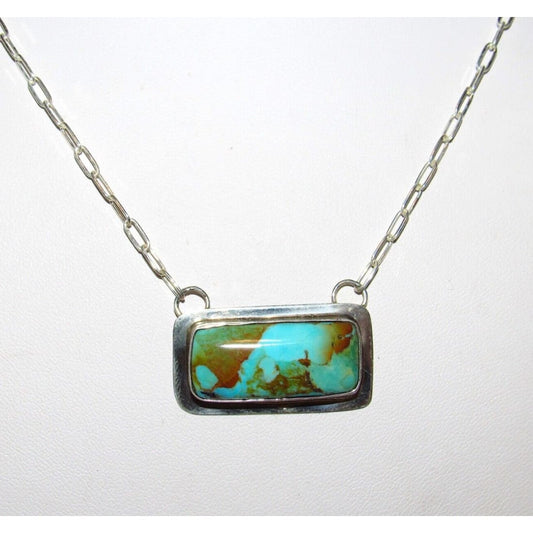 Navajo Royston Turquoise Bar Necklace Sterling Silver Native