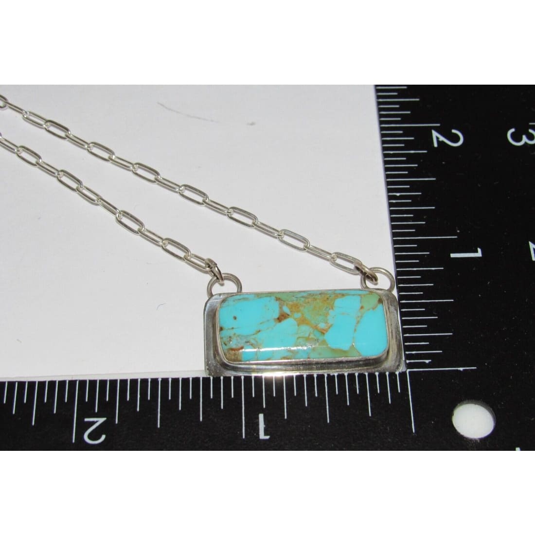 Navajo Royston Turquoise Bar Necklace Sterling Silver Native