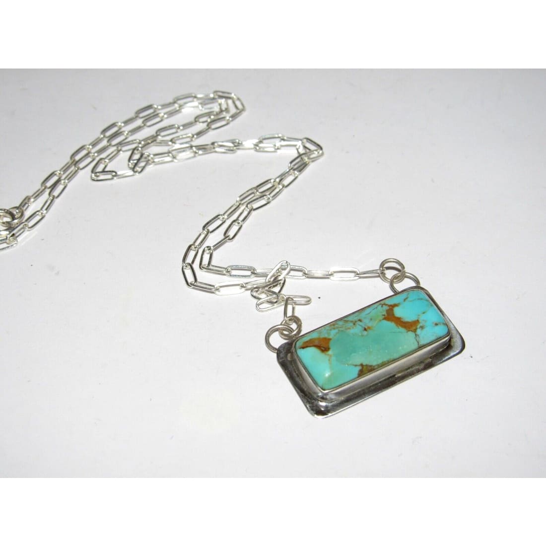 Navajo Royston Turquoise Bar Necklace Sterling Silver Native