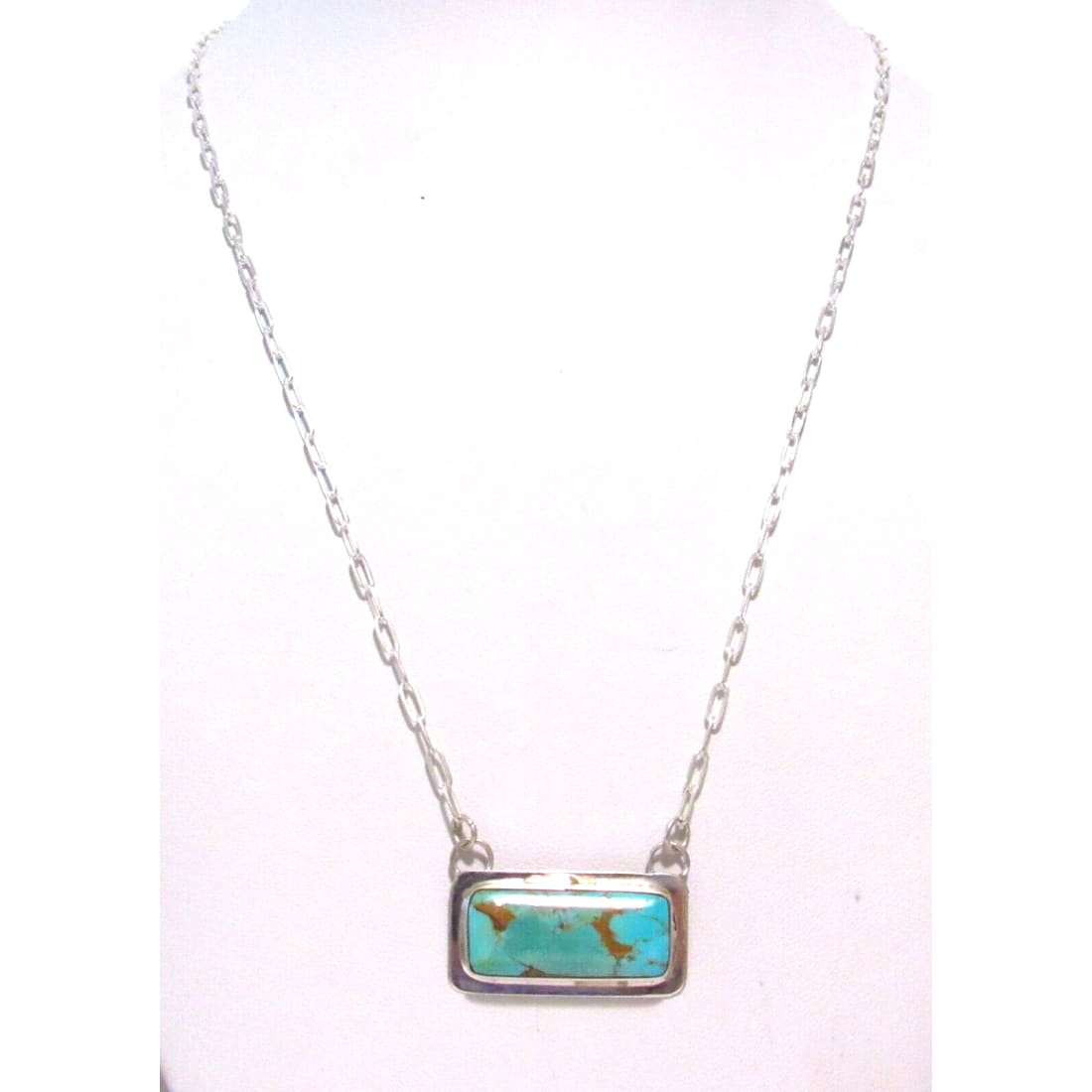 Navajo Royston Turquoise Bar Necklace Sterling Silver Native