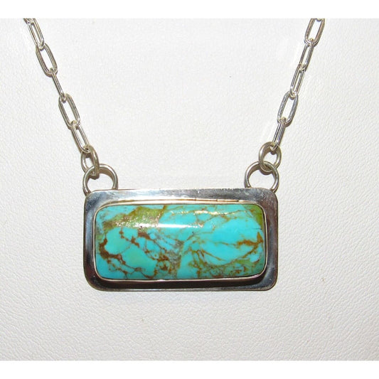 Navajo Royston Turquoise Bar Necklace Sterling Silver Native