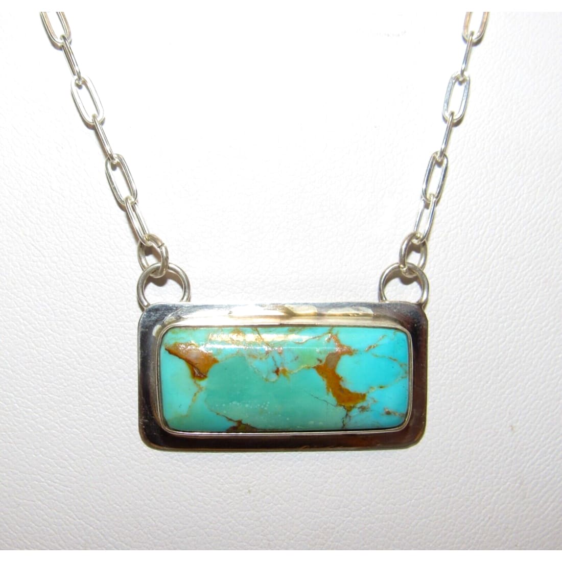 Navajo Royston Turquoise Bar Necklace Sterling Silver Native