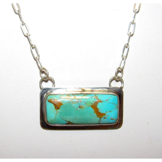 Navajo Royston Turquoise Bar Necklace Sterling Silver Native