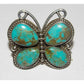 Navajo Royston Turquoise Butterfly Adjustable Ring Sz 8