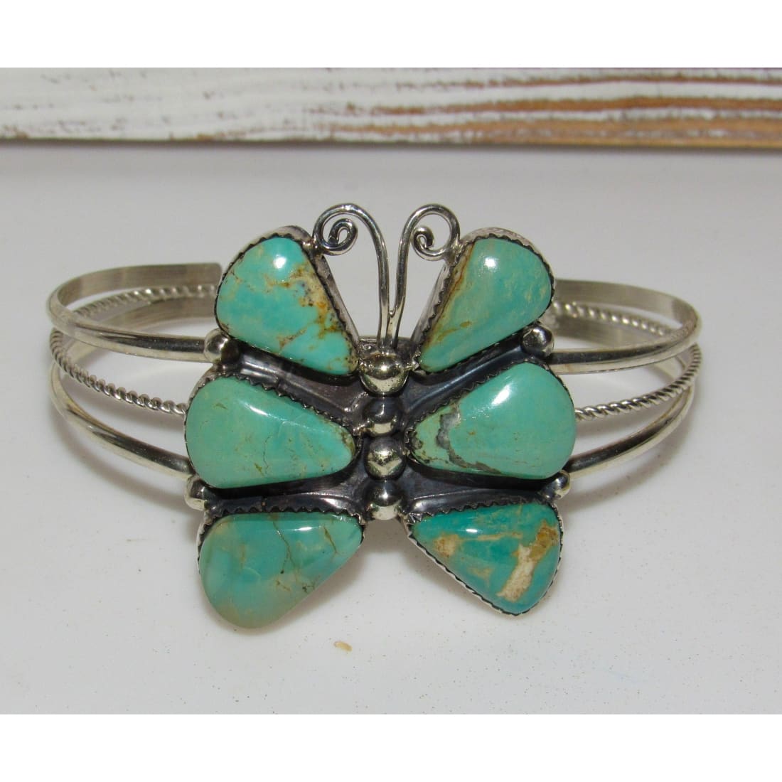 Navajo Royston Turquoise Butterfly Cuff Bracelet Sterling Silver Native American Signed The Southwestern Style Gallery