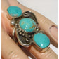 Navajo Royston Turquoise Cluster Ring Size 8 Sterling Silver