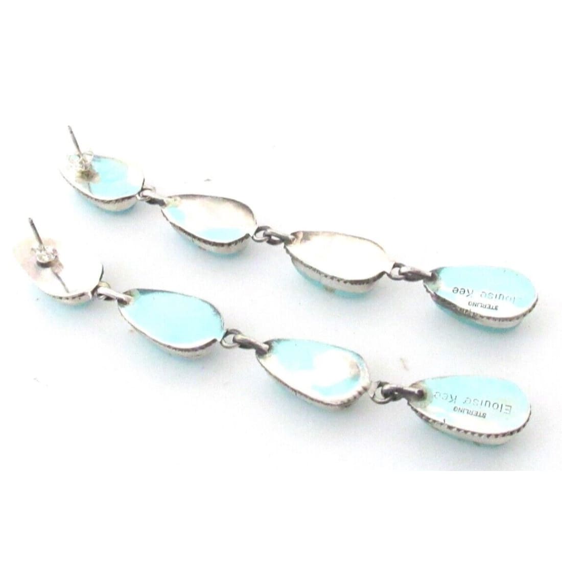 Navajo Royston Turquoise Dangle Earrings 4L Sterling Silver 