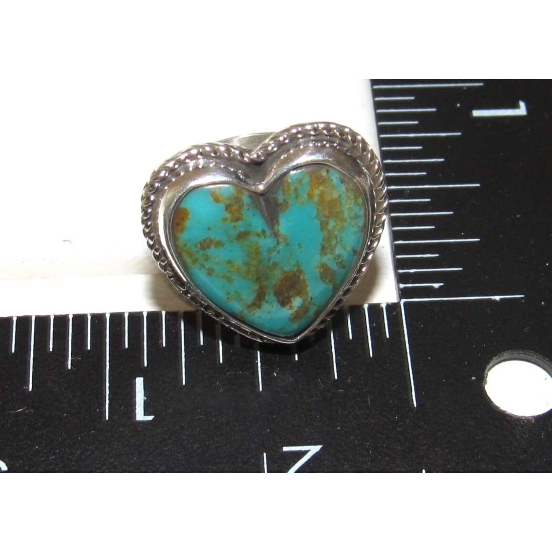 Navajo Royston Turquoise Heart Ring Sz 6 Sterling Silver