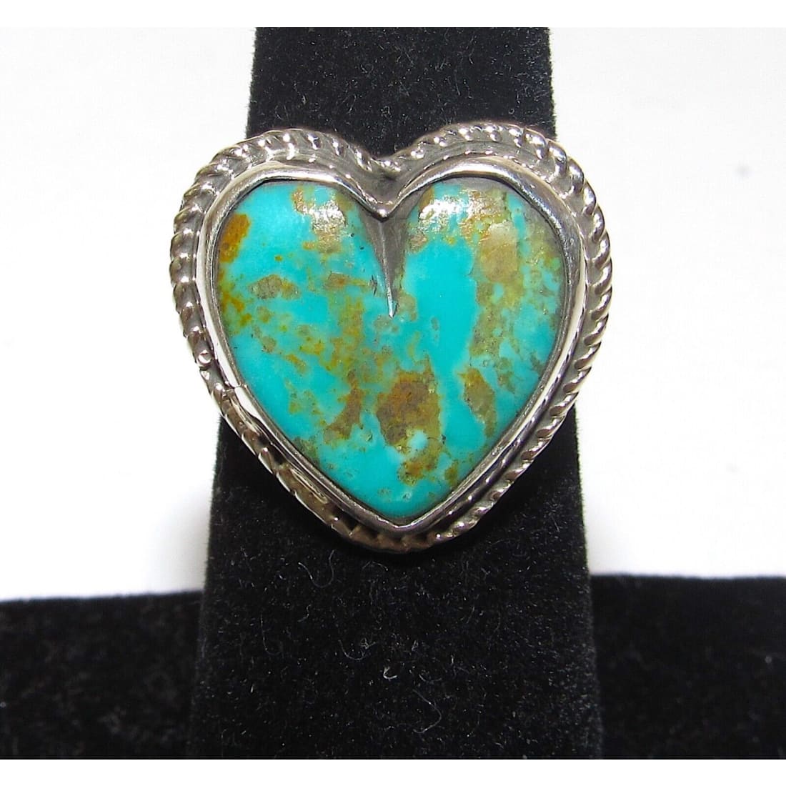 Navajo Royston Turquoise Heart Ring Sz 6 Sterling Silver