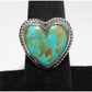 Navajo Royston Turquoise Heart Ring Sz 6 Sterling Silver