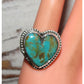 Navajo Royston Turquoise Heart Ring Sz 6 Sterling Silver
