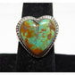 Navajo Royston Turquoise Heart Ring Sz 6 Sterling Silver